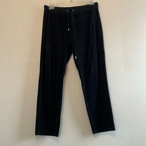 MK Black VelourPants Drawstring Waist‎ Wide Leg Casual Loungewear Women's Size L
